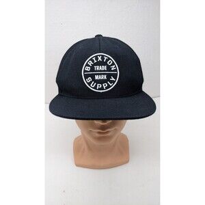 Brixton Supply Hat Black Embroidered Patch Logo Snapback Adjustable Cap Preowned